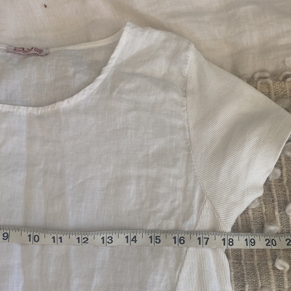 Fly Italian linen and vibes dress pockets short sleeve medium large white - Picture 8 of 10